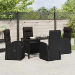 Garden Dining Set 5 pcs Black Poly Rattan