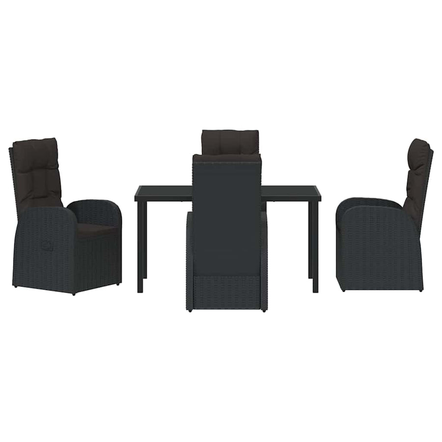 Garden Dining Set 5 pcs Black Poly Rattan