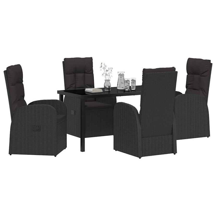 Garden Dining Set 5 pcs Black Poly Rattan