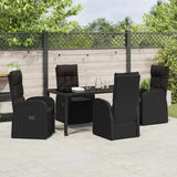 Garden Dining Set with Cushion 5 pcs Black Poly Rattan - Top-Down View