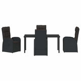 Garden Dining Set with Cushion 5 pcs Black Poly Rattan - Close-Up Angle