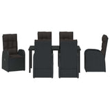Garden Dining Set with Cushion 7 pcs Black Poly Rattan