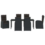 Garden Dining Set with Cushion 7 pcs Black Poly Rattan - Close-Up Angle
