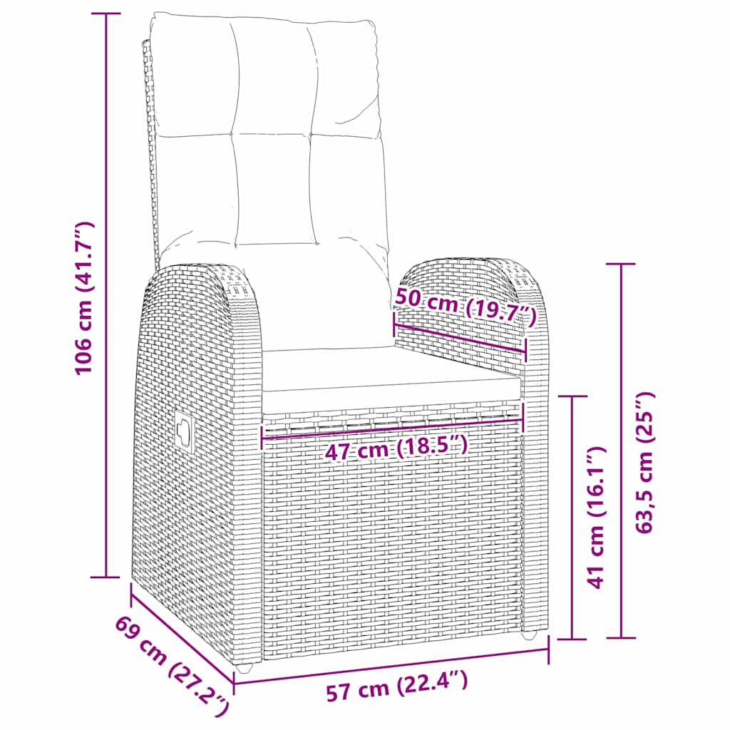 Garden Dining Set with Cushion 7 pcs Black Poly Rattan