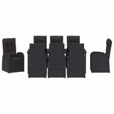 Garden Dining Set with Cushion 9 pcs Black Poly Rattan - Close-Up Angle