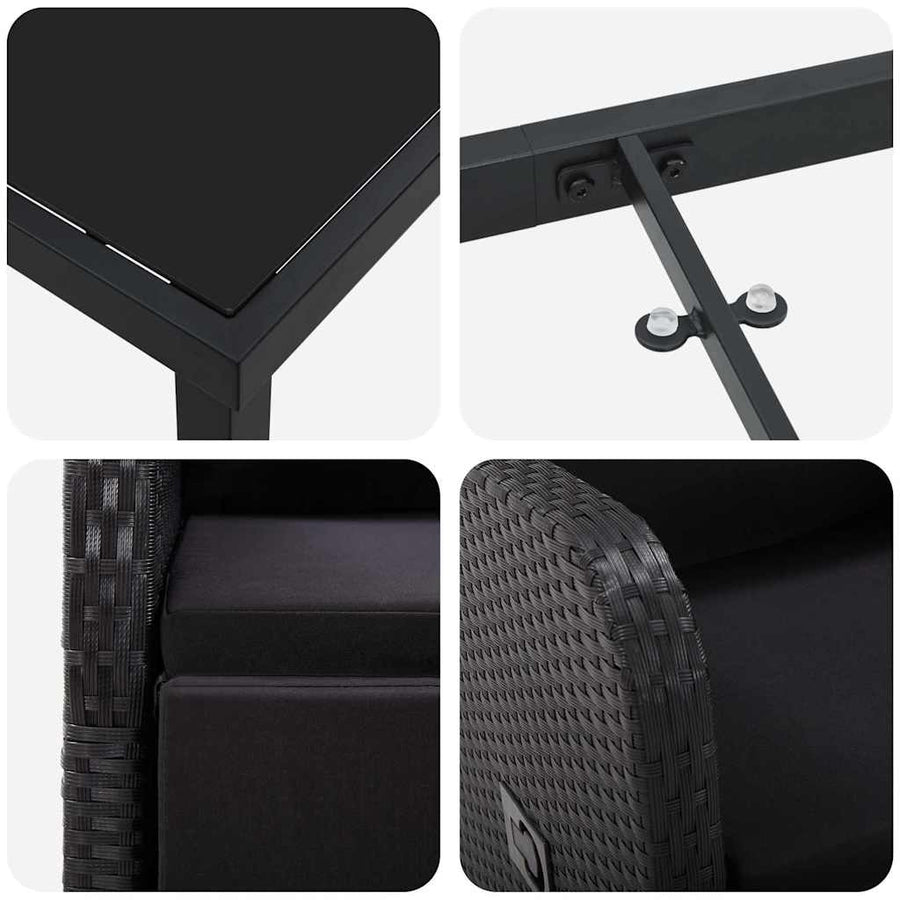 Garden Dining Set 5 pcs Black Poly Rattan