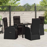 Garden Dining Set with Cushion 5 pcs Black Poly Rattan - Top-Down View