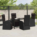 Garden Dining Set with Cushion 5 pcs Black Poly Rattan - Top-Down View