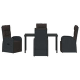 Garden Dining Set with Cushion 5 pcs Black Poly Rattan