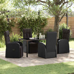 Garden Dining Set 5 pcs Black Poly Rattan