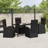 Garden Dining Set with Cushion 5 pcs Black Poly Rattan - Top-Down View