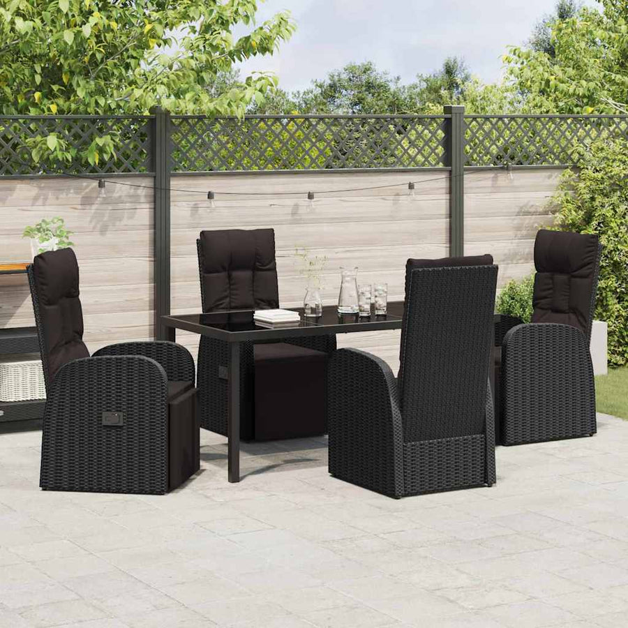 Garden Dining Set 5 pcs Black Poly Rattan