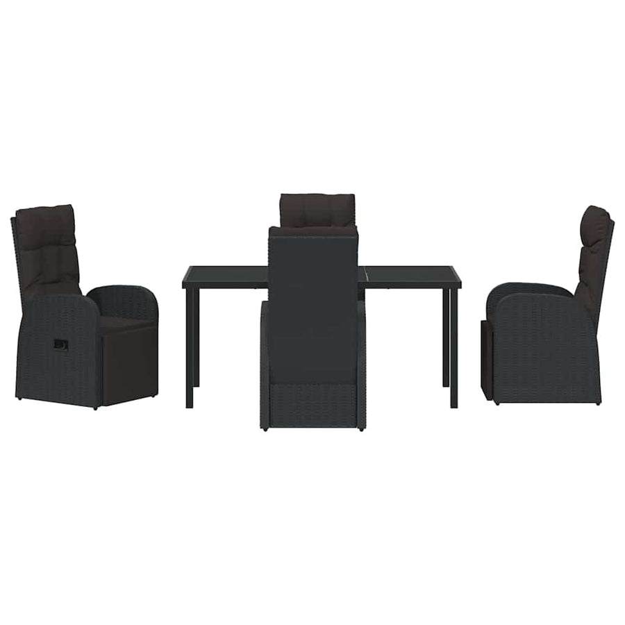 Garden Dining Set 5 pcs Black Poly Rattan