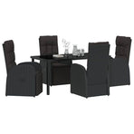 Garden Dining Set 5 pcs Black Poly Rattan