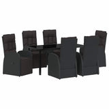 Garden Dining Set with Cushion 7 pcs Black Poly Rattan