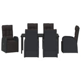 Garden Dining Set with Cushion 7 pcs Black Poly Rattan