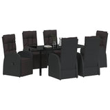 Garden Dining Set with Cushion 7 pcs Black Poly Rattan - Side View