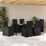 Garden Dining Set with Cushion 7 pcs Black Poly Rattan - Top-Down View