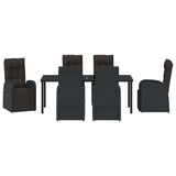 Garden Dining Set with Cushion 7 pcs Black Poly Rattan - Close-Up Angle