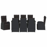 Garden Dining Set with Cushion 9 pcs Black Poly Rattan - Close-Up Angle
