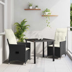 Garden Dining Set 3 pcs Black Poly Rattan