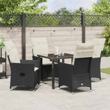 Garden Dining Set with Cushion 5 pcs Black Poly Rattan