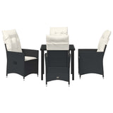 Garden Dining Set with Cushion 5 pcs Black Poly Rattan - Close-Up Angle
