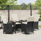 Garden Dining Set with Cushion 5 pcs Black Poly Rattan - Top-Down View