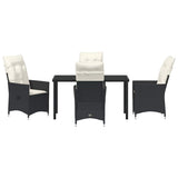 Garden Dining Set with Cushion 5 pcs Black Poly Rattan - Close-Up Angle