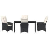 Garden Dining Set with Cushion 5 pcs Black Poly Rattan - Close-Up Angle