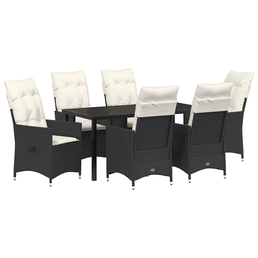 Garden Dining Set 7 pcs Black Poly Rattan