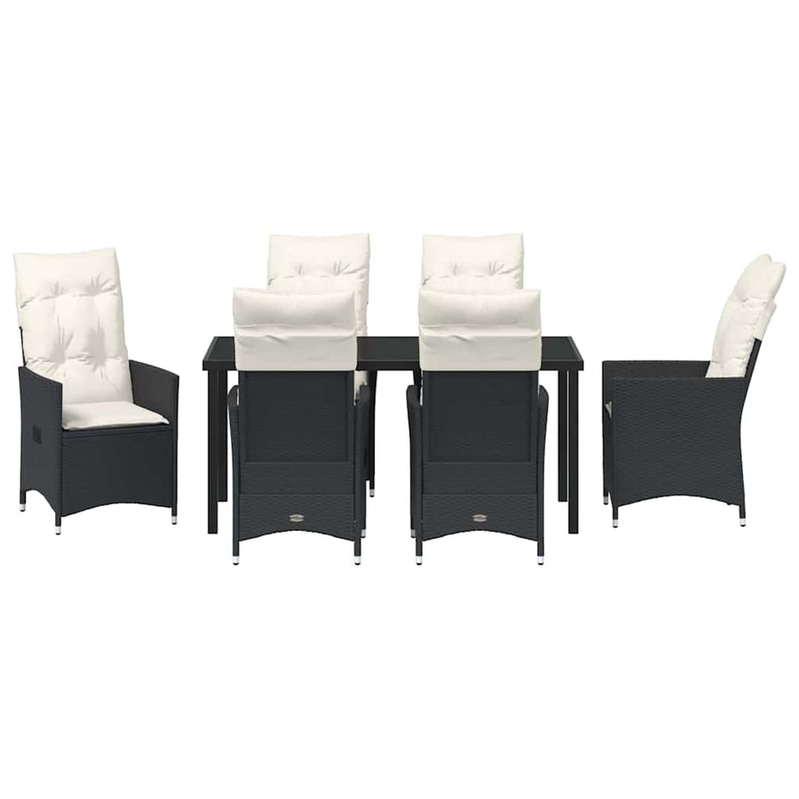 Garden Dining Set 7 pcs Black Poly Rattan