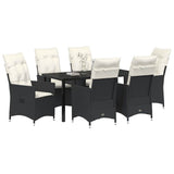 Garden Dining Set with Cushion 7 pcs Black Poly Rattan