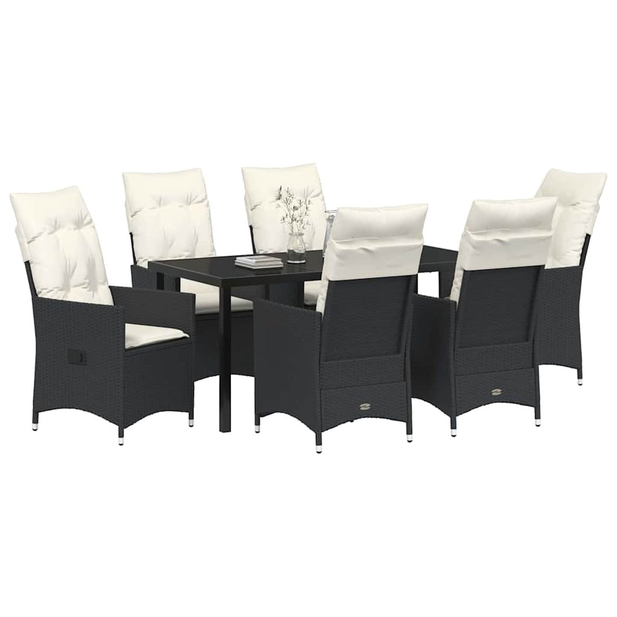 Garden Dining Set 7 pcs Black Poly Rattan