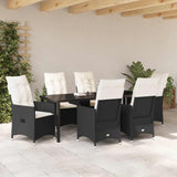 Garden Dining Set with Cushion 7 pcs Black Poly Rattan - Top-Down View