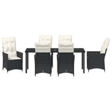Garden Dining Set with Cushion 7 pcs Black Poly Rattan