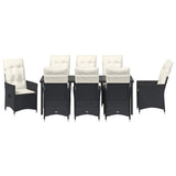Garden Dining Set with Cushion 9 pcs Black Poly Rattan