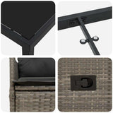 Garden Dining Set with Cushion 3 pcs Grey Poly Rattan - Extra Image