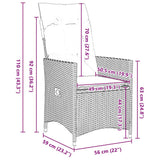 Garden Dining Set with Cushion 3 pcs Grey Poly Rattan - Extra Image