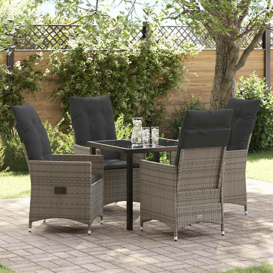 Garden Dining Set 5 pcs Grey Poly Rattan