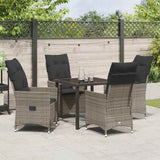 Garden Dining Set with Cushion 5 pcs Grey Poly Rattan - Top-Down View