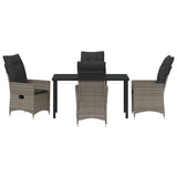 Garden Dining Set with Cushion 5 pcs Grey Poly Rattan