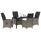 Garden Dining Set with Cushion 5 pcs Grey Poly Rattan