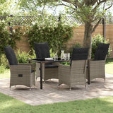 Garden Dining Set with Cushion 5 pcs Grey Poly Rattan