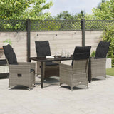 Garden Dining Set with Cushion 5 pcs Grey Poly Rattan - Top-Down View