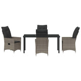 Garden Dining Set with Cushion 5 pcs Grey Poly Rattan - Close-Up Angle