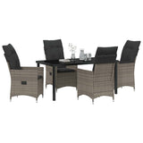 Garden Dining Set with Cushion 5 pcs Grey Poly Rattan