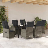 Garden Dining Set with Cushion 7 pcs Grey Poly Rattan