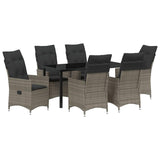 Garden Dining Set with Cushion 7 pcs Grey Poly Rattan