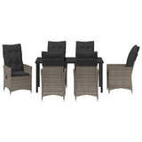 Garden Dining Set with Cushion 7 pcs Grey Poly Rattan - Close-Up Angle